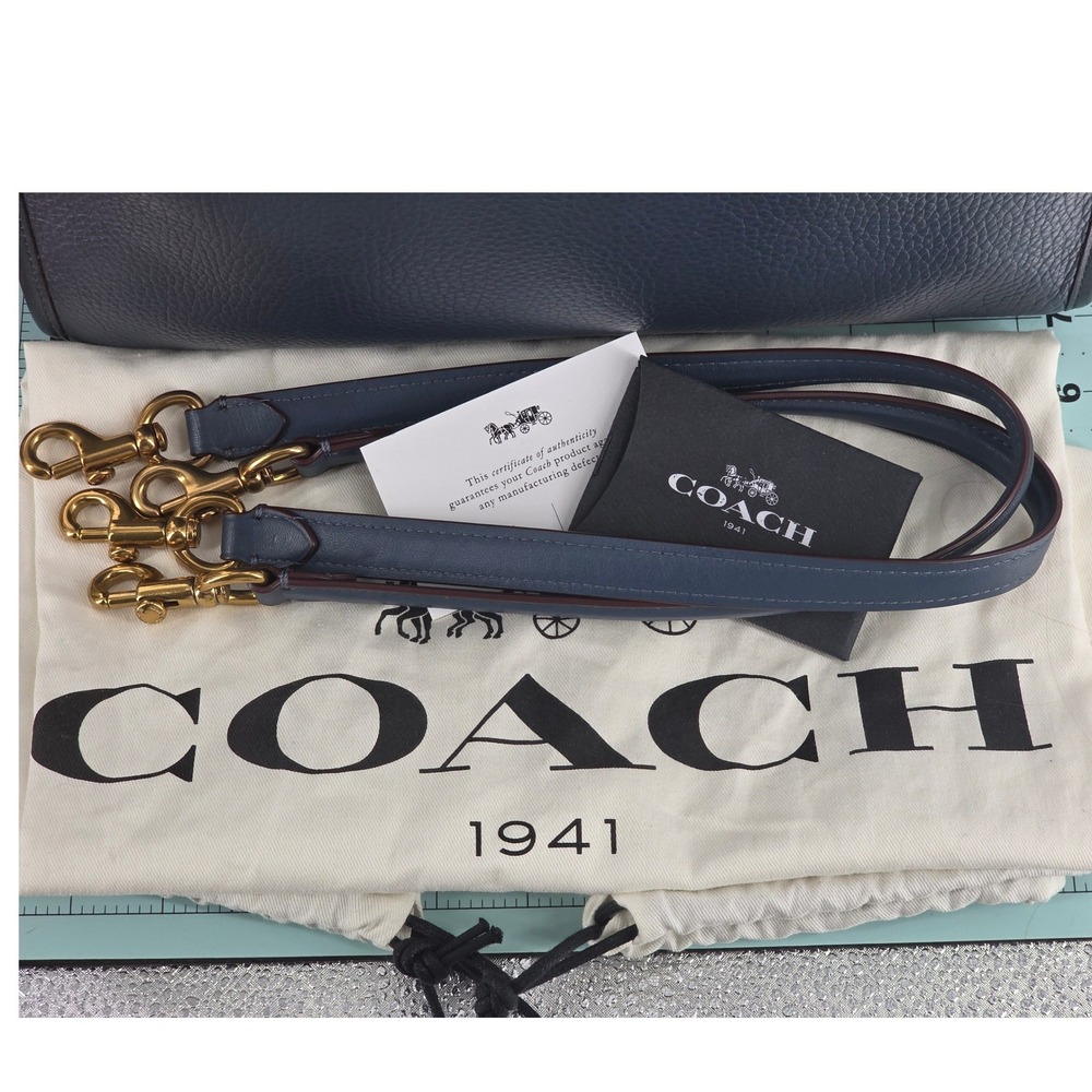 Coach 1941 Rogue 31 Dark Denim Blue Glovetanned Leather Bag 38124 - Picture 8 of 16